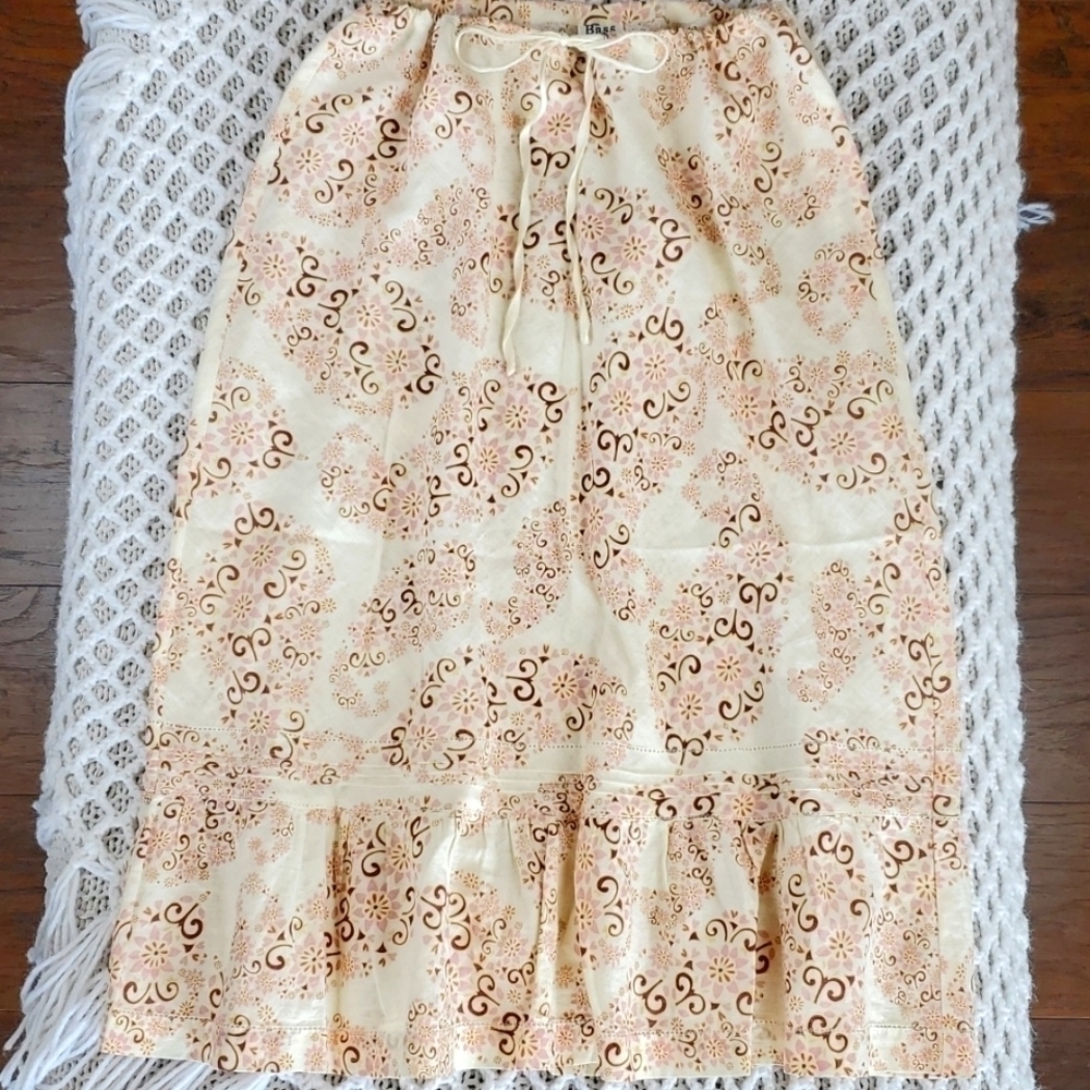G.H. Bass & Co. Linen Cotton Floral Midi Skirt